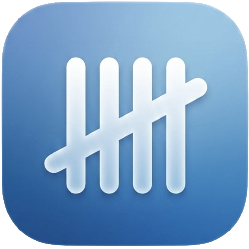 Tally app icon: white tally marks on blue